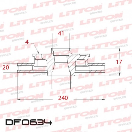 DISCO DE FRENO VENTILADO CHEVROLET CORSA 1.7 DTI NUEVO - 02/.. DELANTERO DIAM.240MM CUBO 20MM