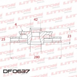 DISCO DE FRENO VENTILADO CHEVROLET ASTRA 2.0 8V - 05/.. DELANTERO DIAM.280MM CUBO 25MM