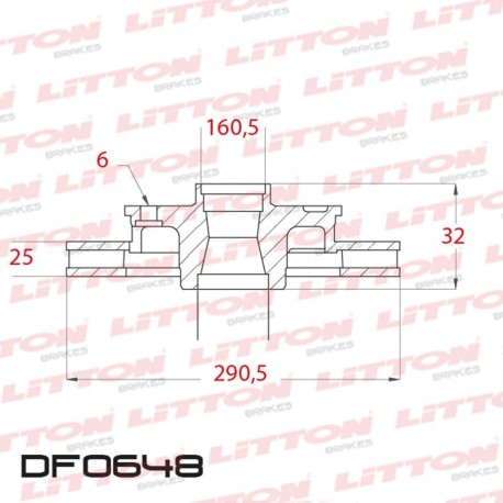 DISCO DE FRENO VENTILADO IVECO DAILY 59.12 / 60.12 / 60.13 - 04/.. DELANTERO + BULONESDIAM.290,5MM CUBO 25MM