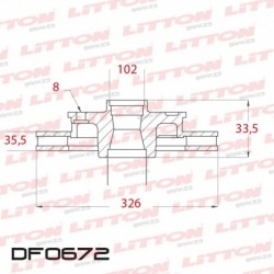 DISCO DE FRENO VENTILADO DODGE RAM 2500 / 3500 4X4 - 00/02 DELANTERO DIAM.326MM CUBO 35,5MM