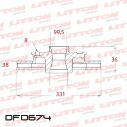 DISCO DE FRENO VENTILADO FORD F100 HEAVY DUTY - 02/.. DELANTERO DIAM.331MM CUBO 38MM