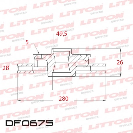 DISCO DE FRENO VENTILADO NISSAN X-TRAIL 2.5 - 03/.. DELANTERO DIAM.280MM CUBO 28MM