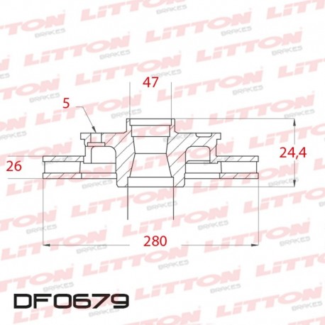 DISCO DE FRENO VENTILADO HYUNDAI I30 1.4 / 1.6 / 2.0 - 08/.. DELANTERO LLANTA 15`DIAM.280MM CUBO 26MM