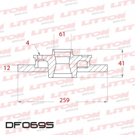 DISCO DE FRENO DELANTERO SOLIDO DO RENAULT LOGAN SANDERO (DIAMETRO 259MM-ALTURA 41MM-AGUJEROS 4)