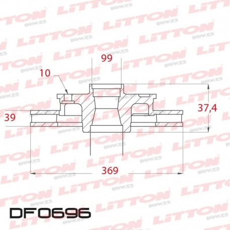 DISCO DE FRENO VENTILADO FORD F100 4X4 - 05/08 DELANTERO DIAM.369MM CUBO 39,3MM