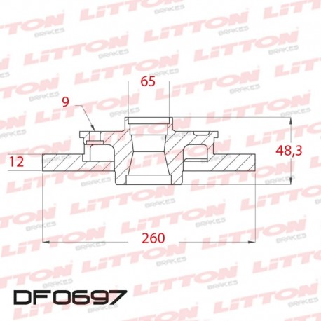 DISCO DE FRENO SOLIDO AUDI A3 3.2 V6 24V / SPORTBACK - 04/.. TRAS.DIAM.260MM CUBO 12MM