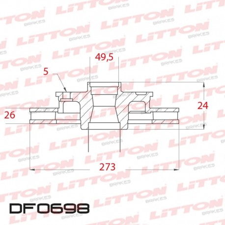 DISCO DE FRENO VENTILADO TOYOTA COROLLA 1.8I 16V NUEVO - 08/.. DELANTERO DIAM.273MM CUBO 26MM