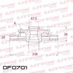 DISCO DE FRENO VENTILADO TOYOTA HILUX 2.8 TDI NUEVA - 16/.. DELANTERO DIAM.338MM CUBO 28MM