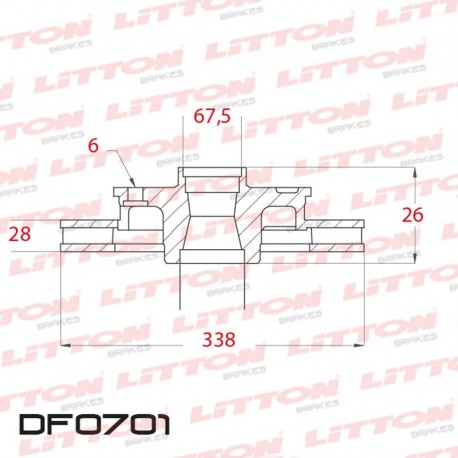 DISCO DE FRENO VENTILADO TOYOTA HILUX 2.8 TDI NUEVA - 16/.. DELANTERO DIAM.338MM CUBO 28MM