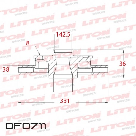 DISCO DE FRENO VENTILADO FORD F100 HEAVY DUTY (+ BUL. 14X1.5MM.) - 03/.. DELANTERO C/MAZADIAM.330MM CUBO 38MM