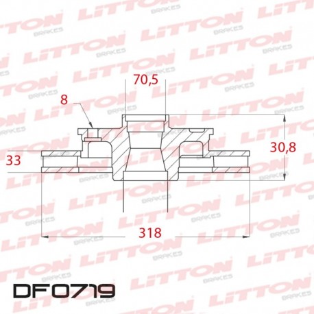 DISCO DE FRENO VENTILADO DODGE RAM 2500 4X4 - 94/99 DELANTERO DIAM.318MM CUBO 33MM