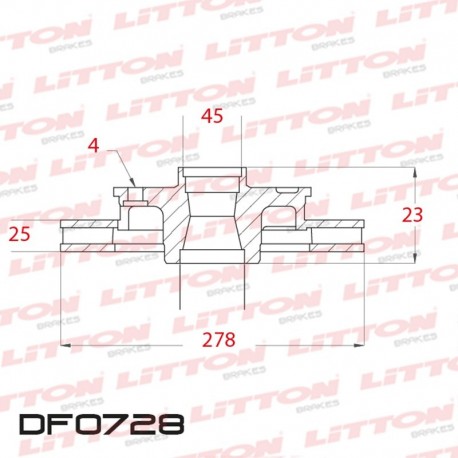 DISCO DE FRENO VENTILADO FORD ECOSPORT 2.0 16V - 06/11 DELANTERO AUTOMATICDIAM.278MM CUBO 25MM