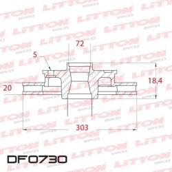 DISCO DE FRENO VENTILADO CHEVROLET CAPTIVA 2.4 / 3.6 - 08/.. TRAS.DIAM.303MM CUBO 20MM