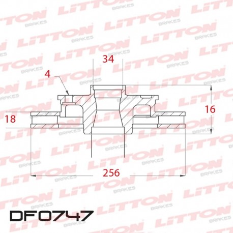 DISCO DE FRENO DELANTERO VENTILADO VOLKSWAGEN GOL/SAVEIRO OYAGE DIAMETRO 256MM-ALTURA 34MM-AGUJEROS 4)