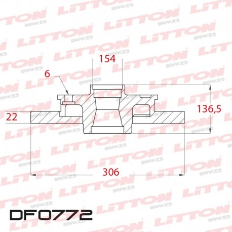 DISCO DE FRENO SOLIDO IVECO DAILY 59.12 / 60.12 / 60.13 - 04/.. TRAS.DIAM.306MM CUBO 22MM