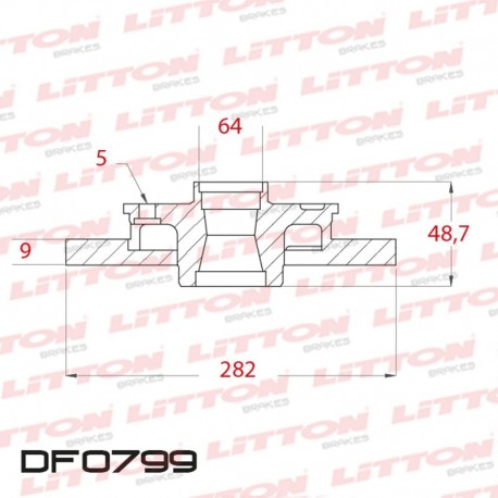 DISCO DE FRENO SOLIDO HONDA ACCORD TODOS - 08/09 TRAS.DIAM.282MM CUBO 9MM