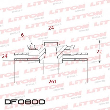 DISCO DE FRENO VENTILADO KIA BONGO K2500 2.5 CRDI - 07/12 DELANTERO DIAM.261MM CUBO 24MM