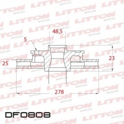 DISCO DE FRENO DELANTERO VENTILADO FORD CMAX/FOCUS CMAX VOLVO C30/C70/S40 (DIAMETRO 278MM-ALTURA 48.50-AGUJEROS 5)