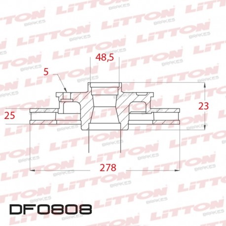 DISCO DE FRENO DELANTERO VENTILADO FORD CMAX/FOCUS CMAX VOLVO C30/C70/S40 (DIAMETRO 278MM-ALTURA 48.50-AGUJEROS 5)