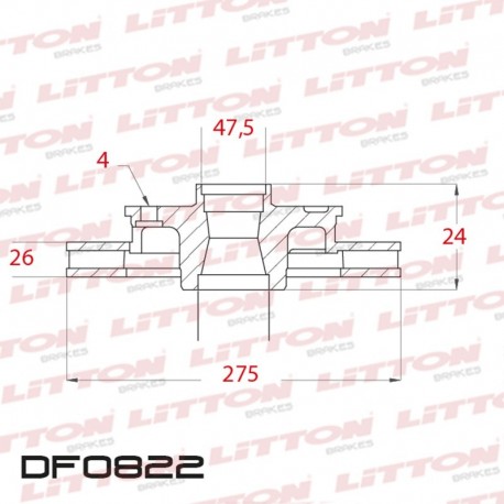 DISCO DE FRENO VENTILADO KIA CERATO 2.0I 16V - 06/.. DELANTERO DIAM.275MM CUBO 26MM