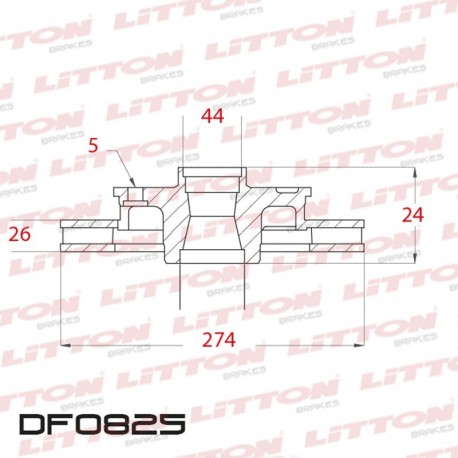 DISCO DE FRENO VENTILADO HYUNDAI H1 2.5 TD - 02/07 DELANTERO DIAM.274MM CUBO 26MM