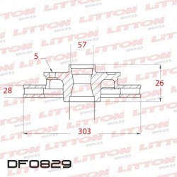 DISCO DE FRENO VENTILADO VW AMAROK 2.0 TDI - 09/.. DELANTERO DIAM.303MM CUBO 28MM