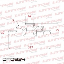 DISCO DE FRENO VENTILADO LAND ROVER DISCOVERY 3 2.7 TD V6 - 06/.. DELANTERO DIAM.317MM CUBO 30MM