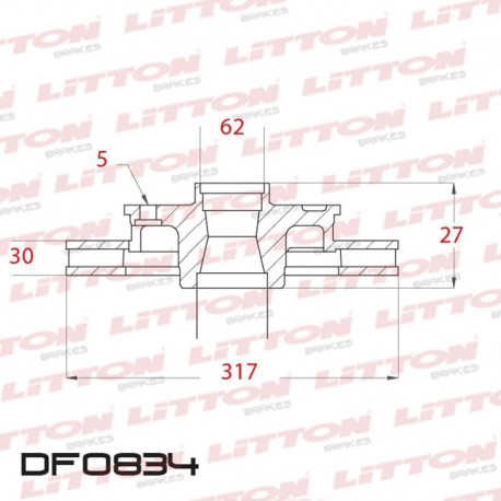 DISCO DE FRENO VENTILADO LAND ROVER DISCOVERY 3 2.7 TD V6 - 06/.. DELANTERO DIAM.317MM CUBO 30MM