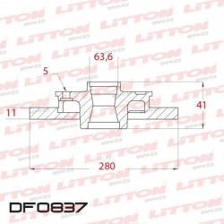 DISCO DE FRENO SOLIDO FORD FOCUS 2.0 16V - 06/.. TRAS.DIAM.280MM CUBO 11MM