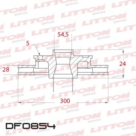 DISCO DE FRENO VENTILADO FORD TRANSIT 2.4 TDI 330 / 350 - 09/.. DELANTERO DIAM.300MM CUBO 28MM