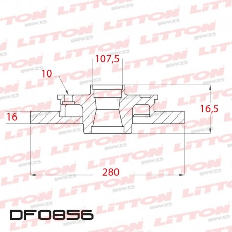 DISCO DE FRENO SOLIDO FORD TRANSIT 2.4 TDI 330 / 350 - 09/.. TRAS.DIAM.280MM CUBO 16MM