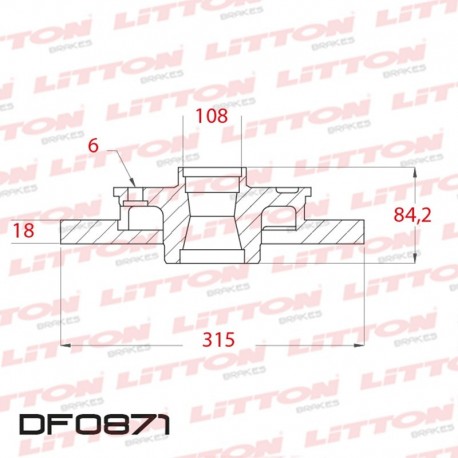 DISCO DE FRENO SOLIDO MITSUBISHI MONTERO 2.8 TDI - 91/.. TRAS.DIAM.315MM CUBO 18MM