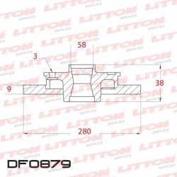 DISCO DE FRENO SOLIDO SMART FORTWO 1.0 (TODOS) - 09/.. DELANTERO DIAM.280MM CUBO 9MM