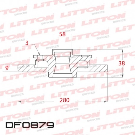 DISCO DE FRENO SOLIDO SMART FORTWO 1.0 (TODOS) - 09/.. DELANTERO DIAM.280MM CUBO 9MM