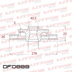 DISCO DE FRENO VENTILADO CHEVROLET AVEO 1.6 (5 AGUJEROS) - 06/.. DELANTERO LLANTA 15`DIAM.276MM CUBO 26MM