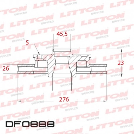 DISCO DE FRENO VENTILADO CHEVROLET AVEO 1.6 (5 AGUJEROS) - 06/.. DELANTERO LLANTA 15`DIAM.276MM CUBO 26MM