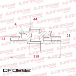 DISCO DE FRENO VENTILADO FORD FIESTA 1.6 KINETIC - 11/.. DELANTERO DIAM.258MM CUBO 23MM