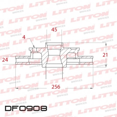 DISCO DE FRENO DELANTERO VENTILADO CHEVROLET COBALT SONIC 1.6 16V (D.12)/SPIN (DIAMETRO 254MM-ALTURA 45.50MM-AGUJEROS 4)