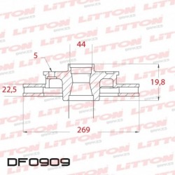 DISCO DE FRENO VENTILADO RENAULT DUSTER CAPTUR 1.6 - 17/.. DELANTERO DIAM.269MM CUBO 22,5MM