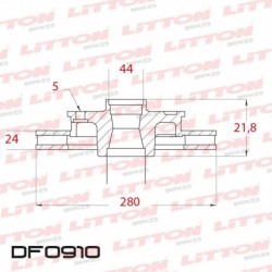 DISCO DE FRENO DELANTERO VENTILADO RENAULT FLUENCE/MEGANE III DUSTER CAPTUR CON ABS (DIAMETRO 280MM-ALTURA 44MM-AGUJEROS 5)