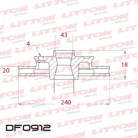 DISCO DE FRENO VENTILADO CHEVROLET COBALT 1.8 - 13/.. DELANTERO DIAM.240MM CUBO 20MM