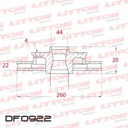 DISCO DE FRENO VENTILADO NISSAN MARCH 1.6 - 12/.. DELANTERO DIAM.260MM CUBO 22MM