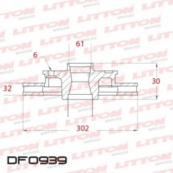 DISCO DE FRENO VENTILADO FORD RANGER 4X2 NUEVA - 12/.. DELANTERO DIAM.302MM CUBO 32MM