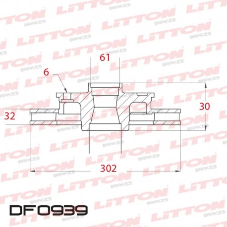 DISCO DE FRENO VENTILADO FORD RANGER 4X2 NUEVA - 12/.. DELANTERO DIAM.302MM CUBO 32MM