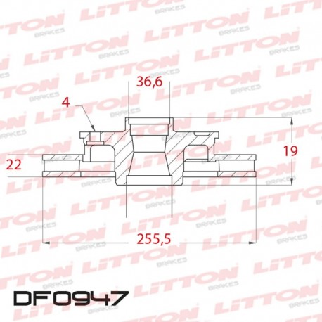 DISCO DE FRENO VENTILADO VW UP 1.0 - 14/.. DELANTERO GRANDEDIAM.256MM CUBO 22MM