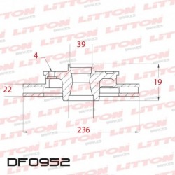 DISCO DE FRENO VENTILADO VW UP 1.0 - 14/.. DELANTERO CHICODIAM.236MM CUBO 22MM