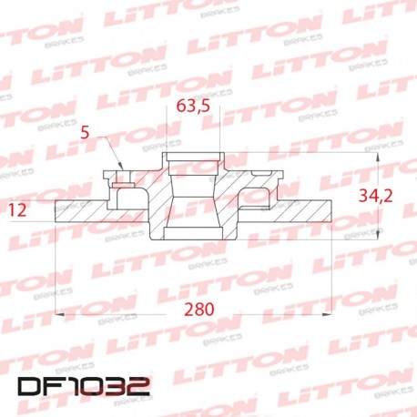 DISCO DE FRENO SOLIDO FORD MONDEO 1.8 16V / 1.8 TD - 00/.. TRAS.DIAM.280MM CUBO 12MM