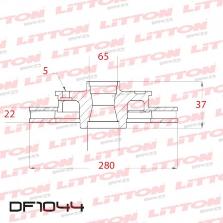 DISCO DE FRENO VENTILADO VW FOX 1.6 NUEVO - 12/.. DELANTERO DIAM.280MM CUBO 22MM