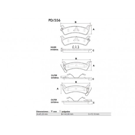 PASTILLAS DE FRENO JEEP GRAND CHEROKEE WRANGLER 2.4 I - 2.5 I - 4.0 I - TRASERA