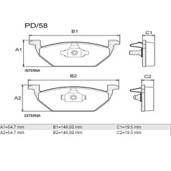 PASTILLAS DE FRENO AUDI A3 TT SEAT LEON TOLEDO VOLKSWAGEN BORA FOX GOLF NEW BEETLE SAVEIRO SURAN UP VIRTUS - DELANTERA
